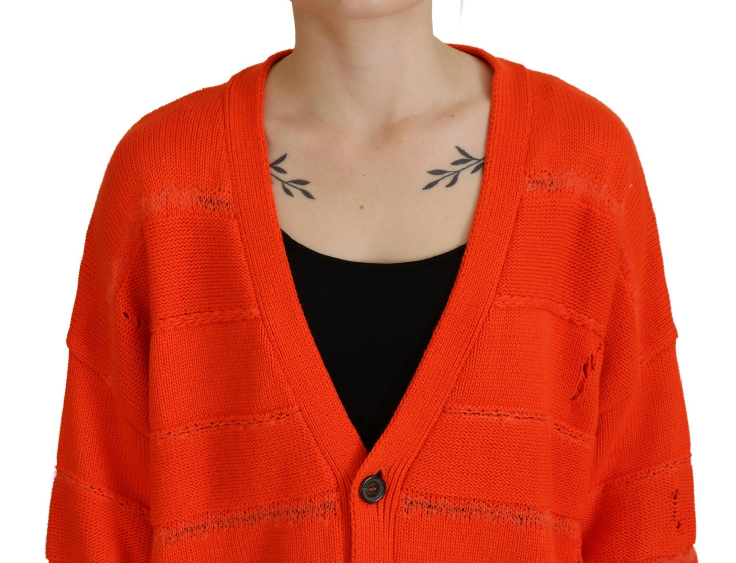 Dsquared² Orange Cotton Knitted Buttoned Cardigan Sweater Dsquared²