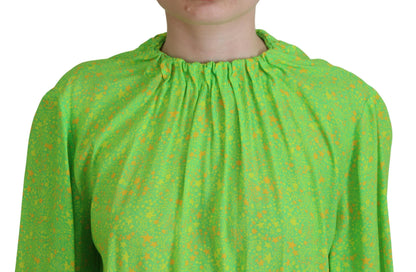 Dsquared² Green Stars Print Viscose Long Sleeves Blouse Top Dsquared²