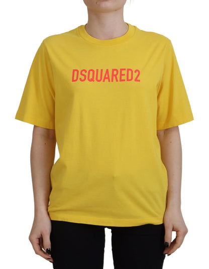 Dsquared² Yellow Logo Print Cotton Crewneck Easy Tee T-shirt Dsquared²