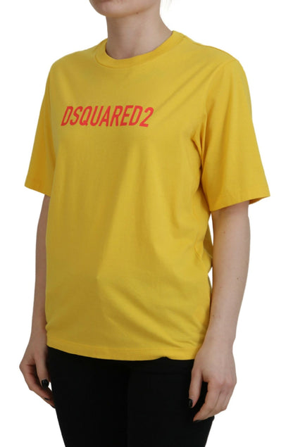 Dsquared² Yellow Logo Print Cotton Crewneck Easy Tee T-shirt Dsquared²