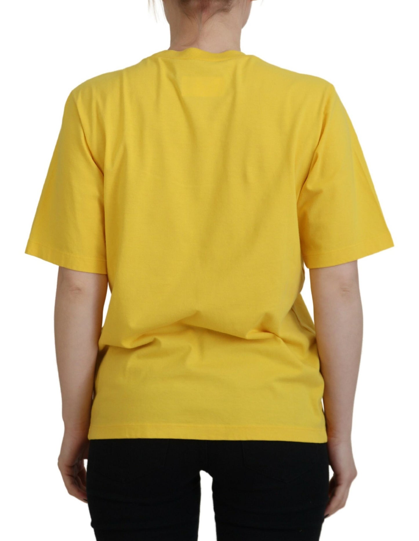 Dsquared² Yellow Logo Print Cotton Crewneck Easy Tee T-shirt Dsquared²