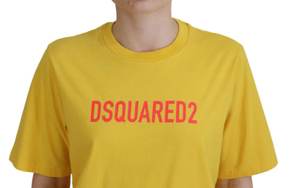 Dsquared² Yellow Logo Print Cotton Crewneck Easy Tee T-shirt Dsquared²