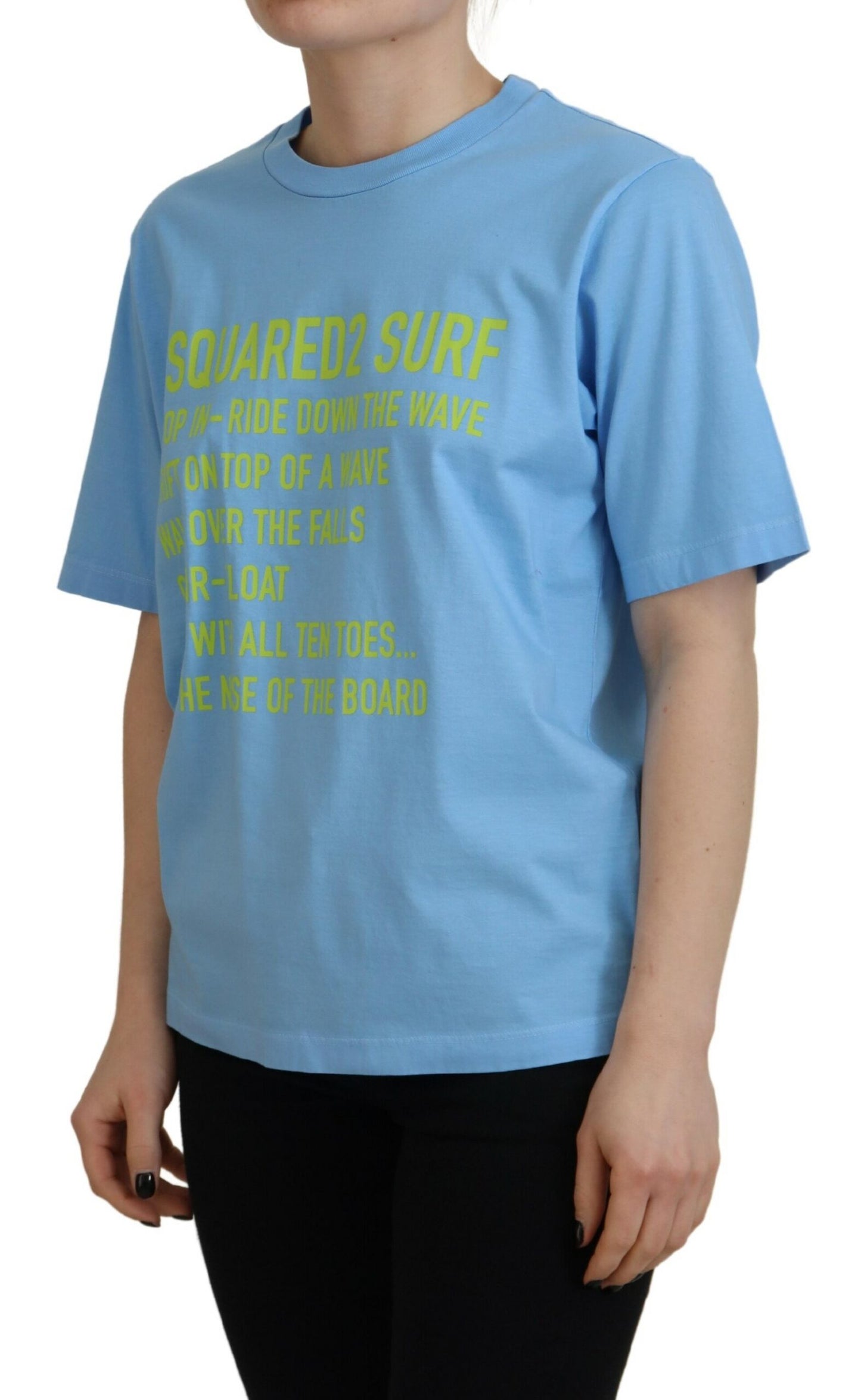 Dsquared² Blue Logo Print Cotton Crewneck Short Sleeve T-shirt Dsquared²