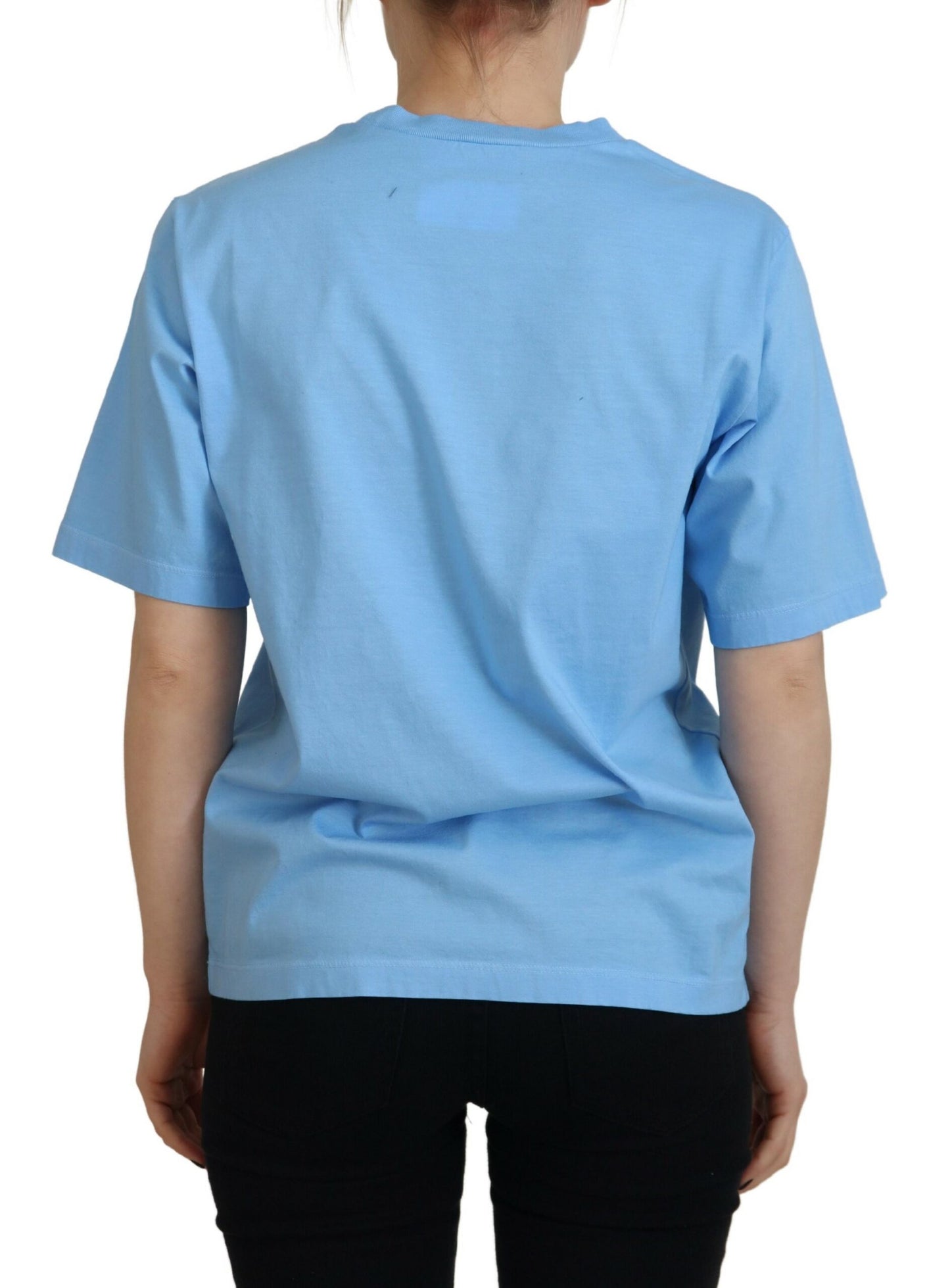 Dsquared² Blue Logo Print Cotton Crewneck Short Sleeve T-shirt Dsquared²