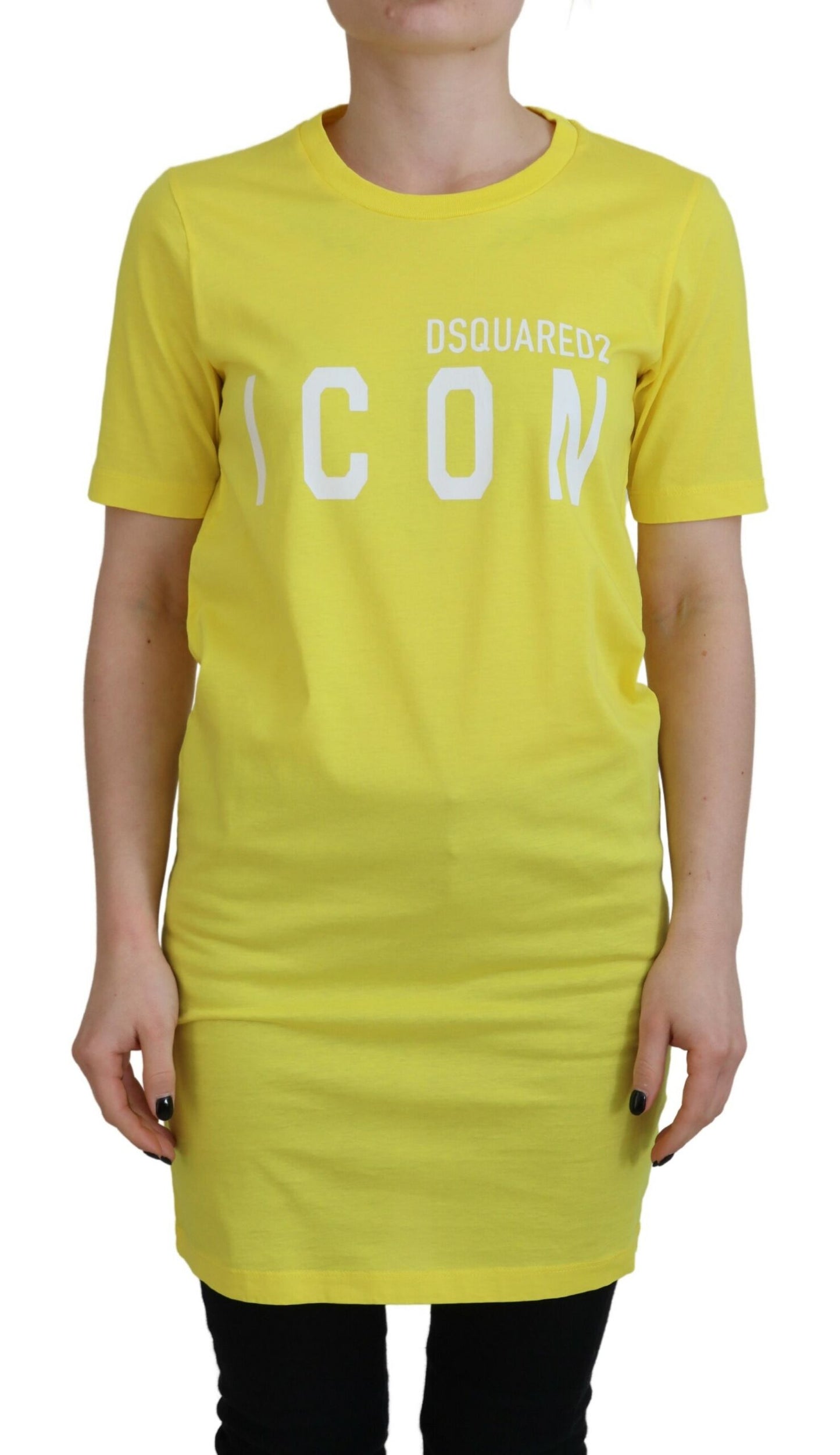 Dsquared² Yellow CottonShiny Icon Renny Dress Crewneck T-shirt Dsquared²