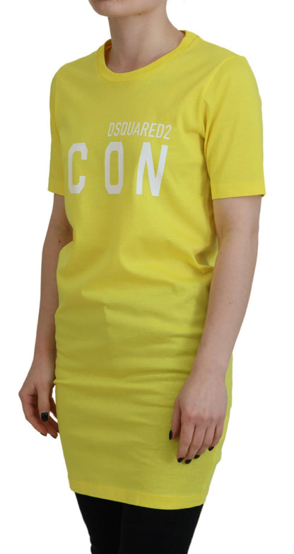 Dsquared² Yellow CottonShiny Icon Renny Dress Crewneck T-shirt Dsquared²