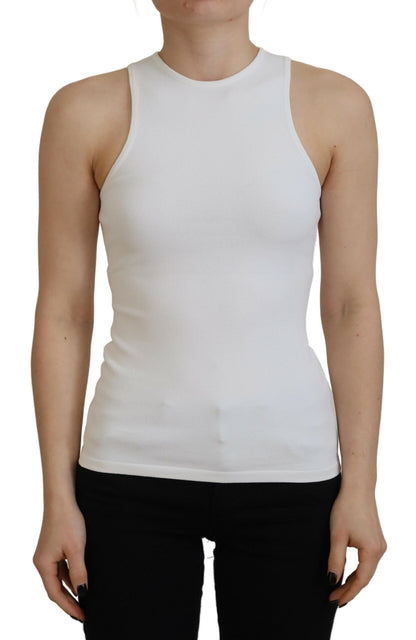 Dsquared² White Viscose Sleeveless Round Neck Tank T-shirt Dsquared²