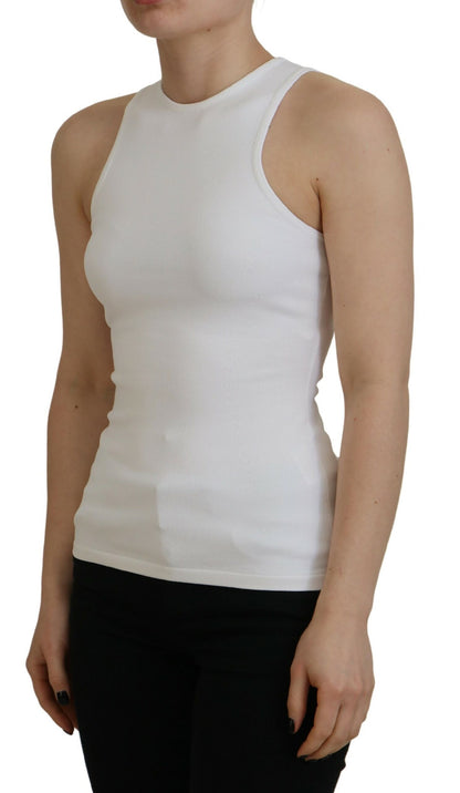 Dsquared² White Viscose Sleeveless Round Neck Tank T-shirt Dsquared²