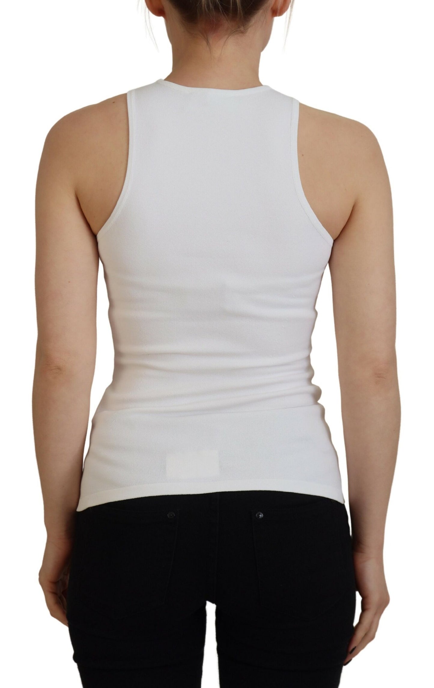 Dsquared² White Viscose Sleeveless Round Neck Tank T-shirt Dsquared²