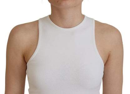 Dsquared² White Viscose Sleeveless Round Neck Tank T-shirt Dsquared²