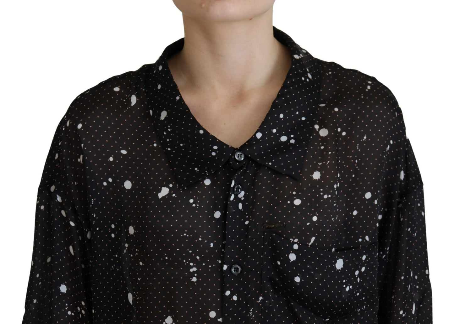 Dsquared² Black Polka Dots Collared Button Down Blouse Top Dsquared²