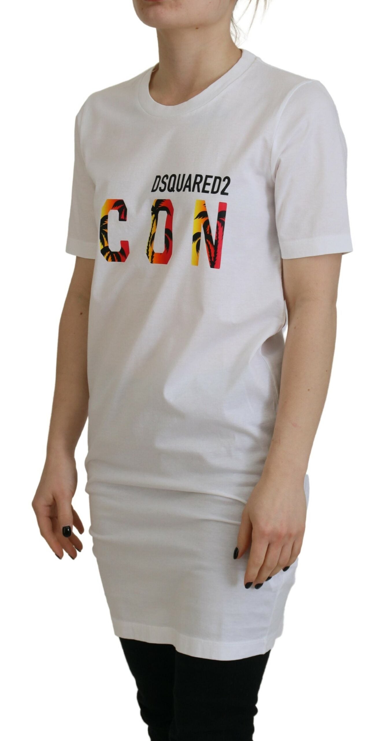 Dsquared² White Cotton Icon Logo Print Crewneck T-shirt Dsquared²