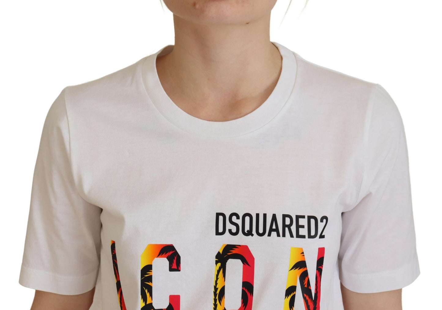 Dsquared² White Cotton Icon Logo Print Crewneck T-shirt Dsquared²