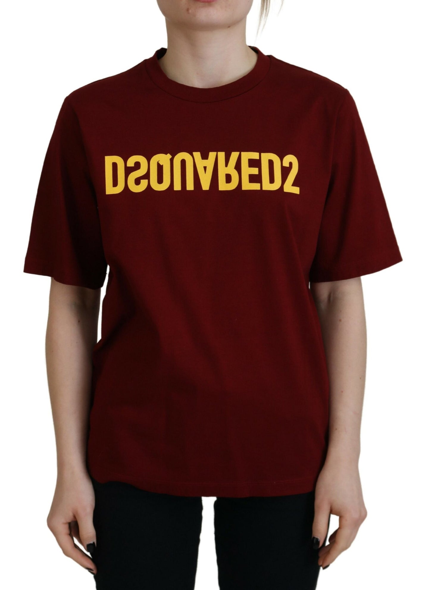 Dsquared² Maroon Logo Cotton Crewneck Short Sleeve Tee T-shirt Dsquared²