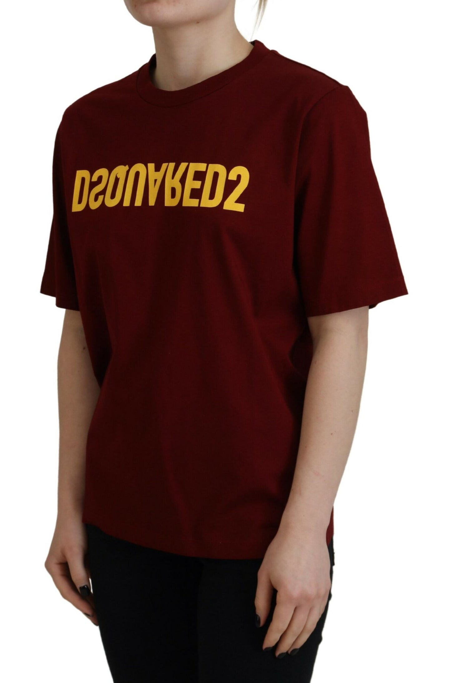 Dsquared² Maroon Logo Cotton Crewneck Short Sleeve Tee T-shirt Dsquared²