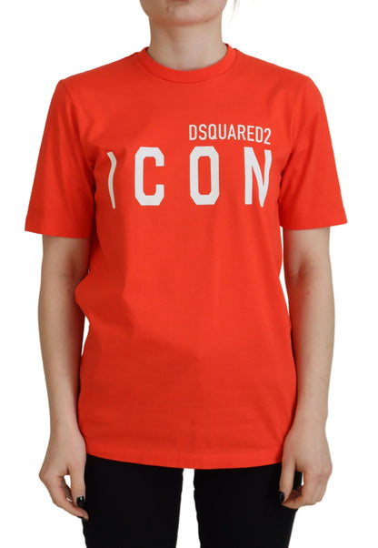 Dsquared² Orange Cotton Shiny Icon East Tee Crewneck T-shirt Dsquared²