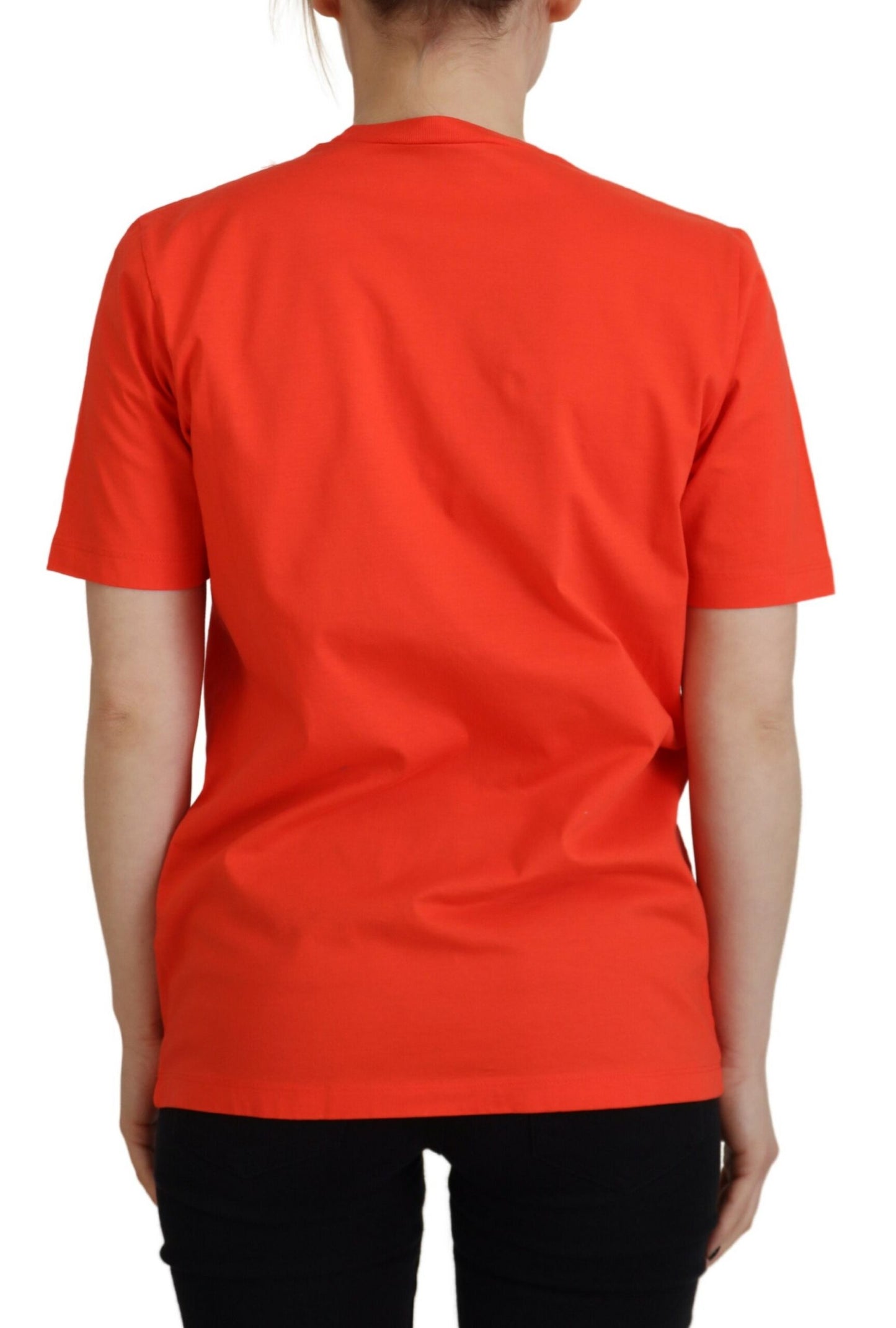 Dsquared² Orange Cotton Shiny Icon East Tee Crewneck T-shirt Dsquared²