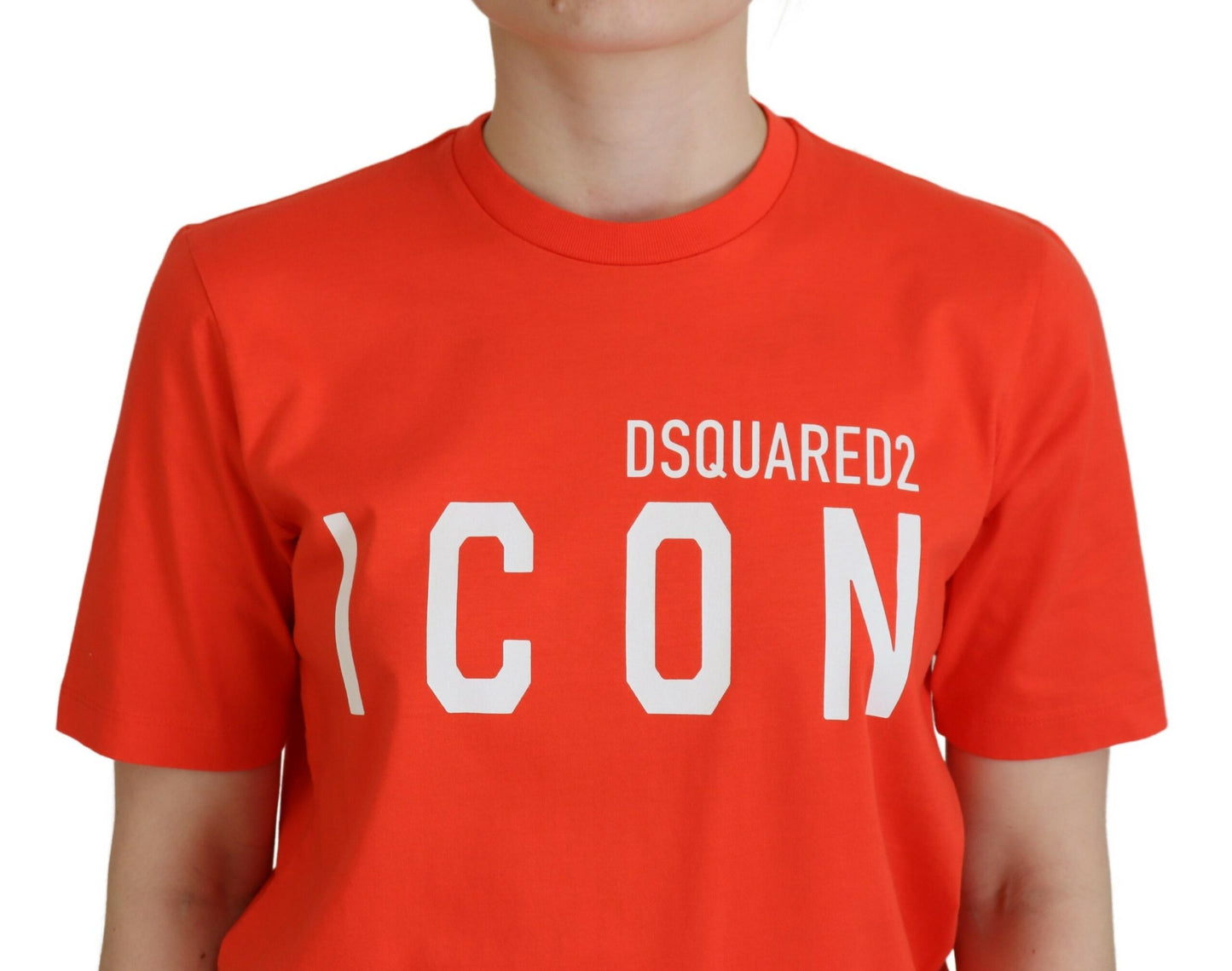 Dsquared² Orange Cotton Shiny Icon East Tee Crewneck T-shirt Dsquared²