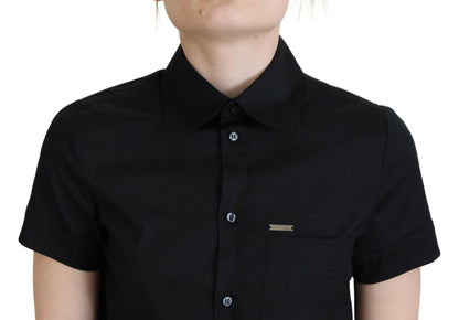 Dsquared² Black Collared Button Down Short Sleeves Polo Top Dsquared²