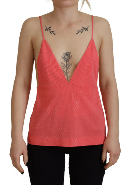 Dsquared² Pink Sleeveless Spaghetti Strap Cami V-neck Top Dsquared²