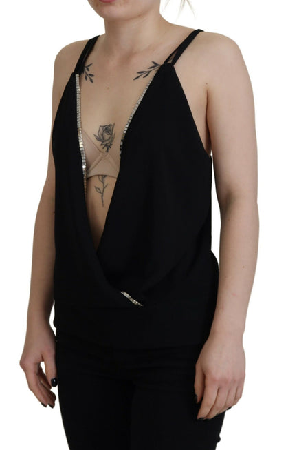 Dsquared² Black Embellished Deep V-neck Sleeveless Tank Top Dsquared²