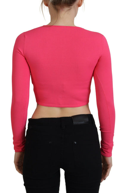 Dsquared² Pink Viscose Knit Open Chest Long Sleeves Top Dsquared²