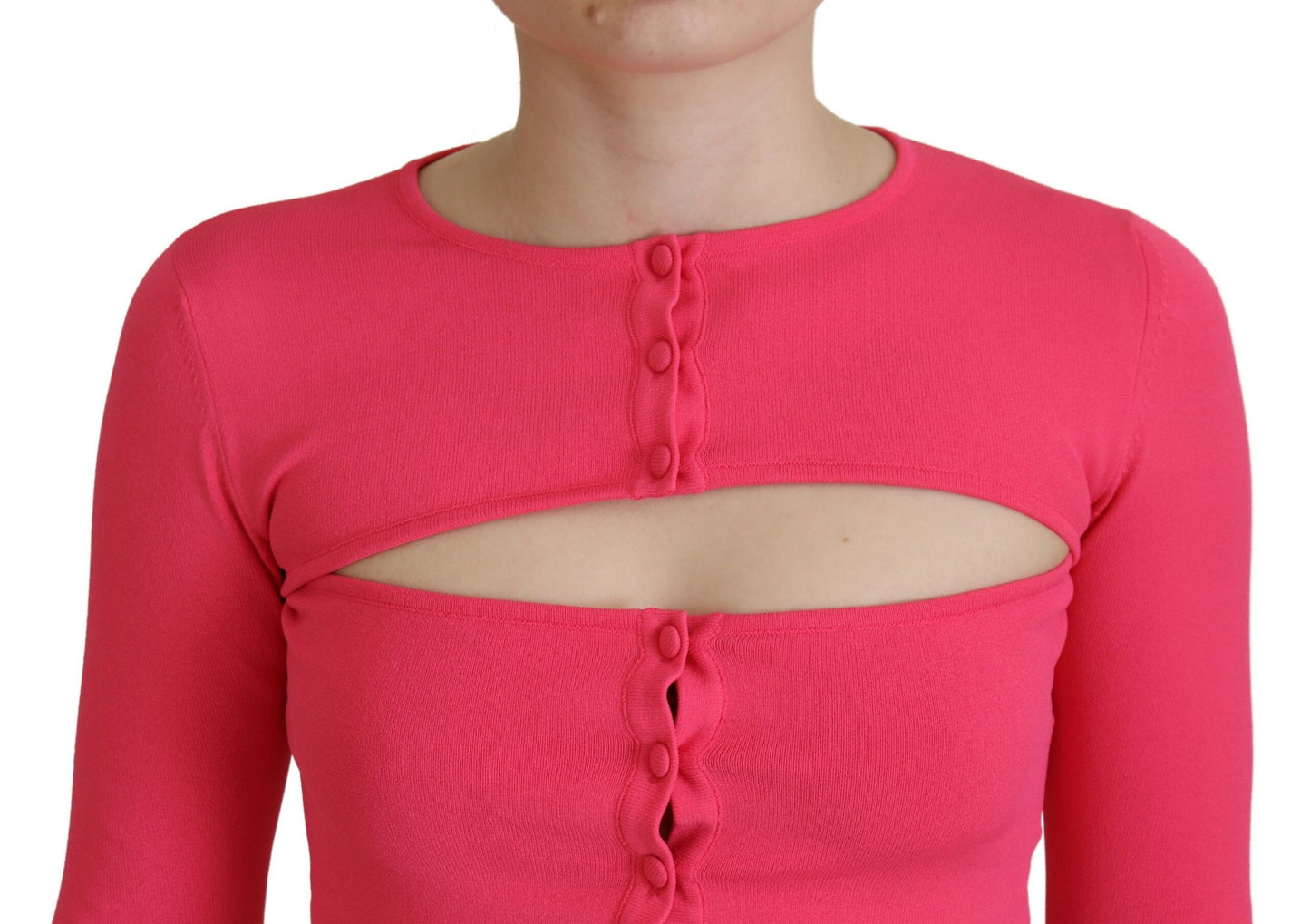 Dsquared² Pink Viscose Knit Open Chest Long Sleeves Top Dsquared²