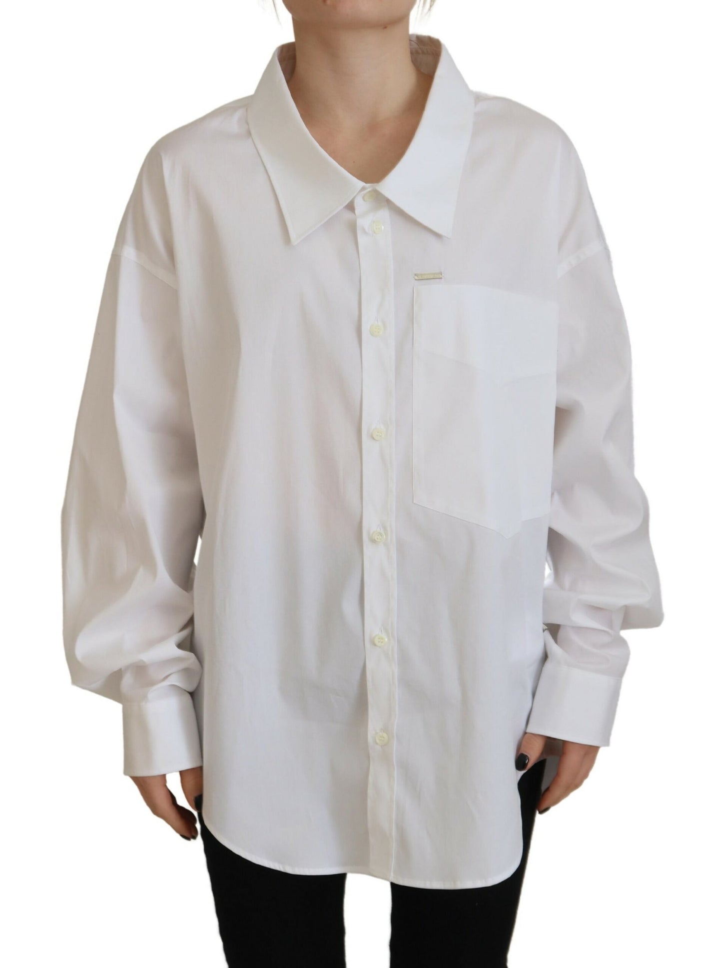 Dsquared² White Cotton Button Down Collared Dress Shirt Top Dsquared²