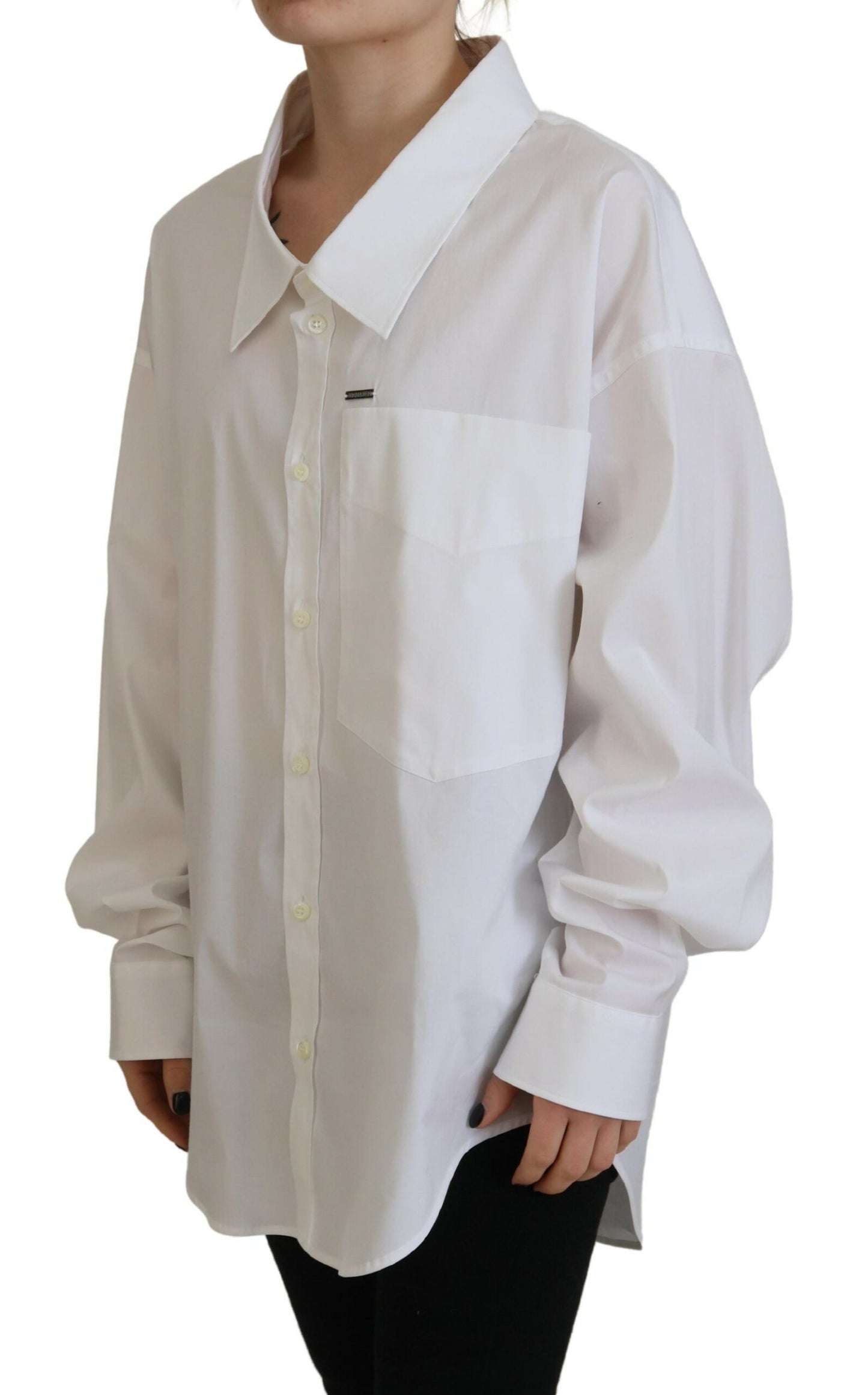 Dsquared² White Cotton Button Down Collared Dress Shirt Top Dsquared²