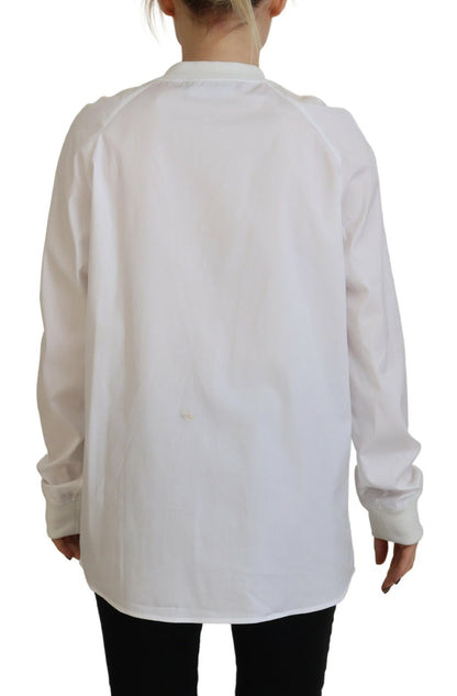 Dsquared² White Cotton Button Down Long Sleeves Crewneck Top Dsquared²