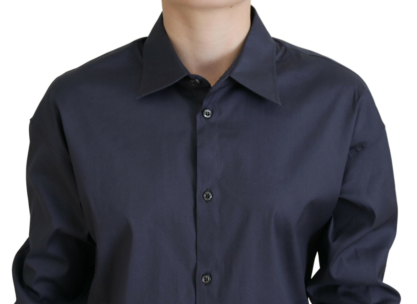 Dsquared² Navy Blue Cotton Button Down Collared Shirt Top Dsquared²