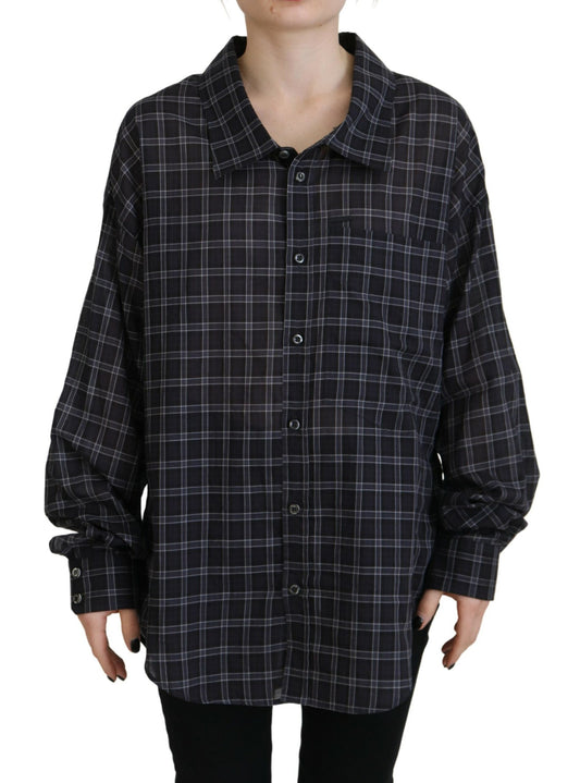 Dsquared² Black Checkered Collared Button Long Sleeves Shirt Dsquared²