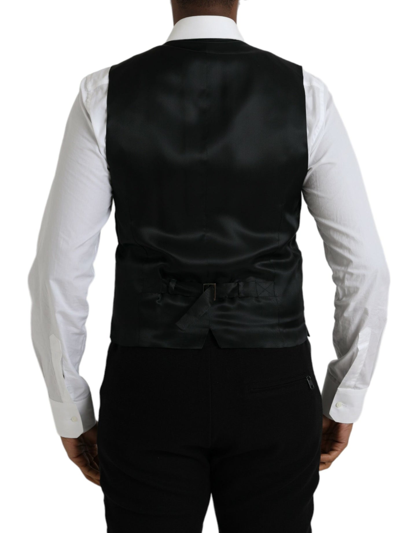 Dolce & Gabbana Black Wool Formal Dress Waistcoat Vest Dolce & Gabbana