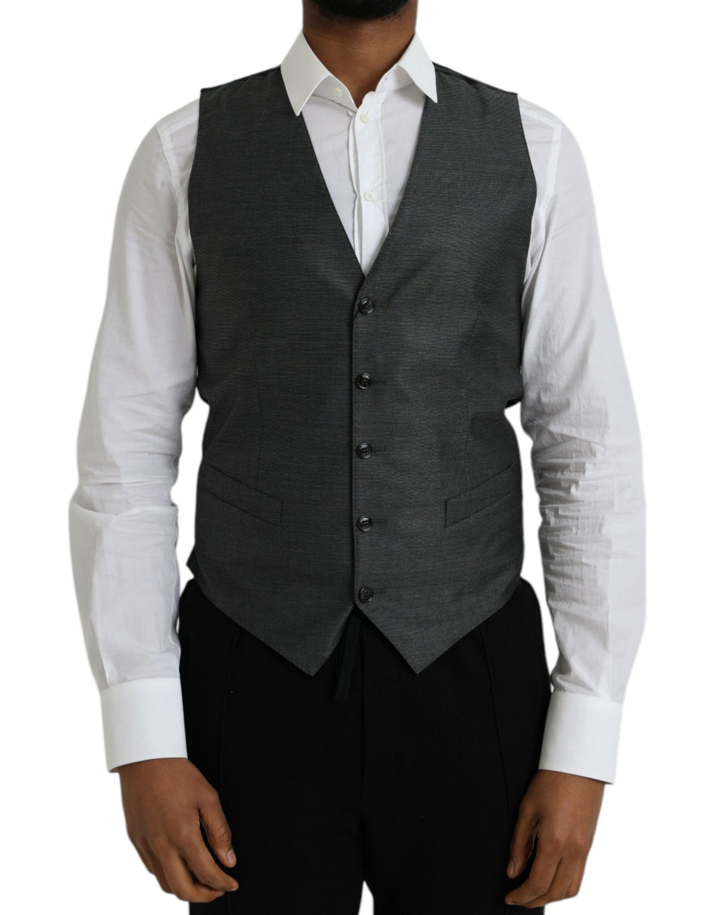 Dolce & Gabbana Gray Wool Formal Dress Waistcoat Vest Dolce & Gabbana