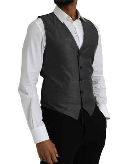 Dolce & Gabbana Gray Wool Formal Dress Waistcoat Vest Dolce & Gabbana