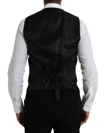 Dolce & Gabbana Black Wool Waistcoat Dress Formal Vest Dolce & Gabbana