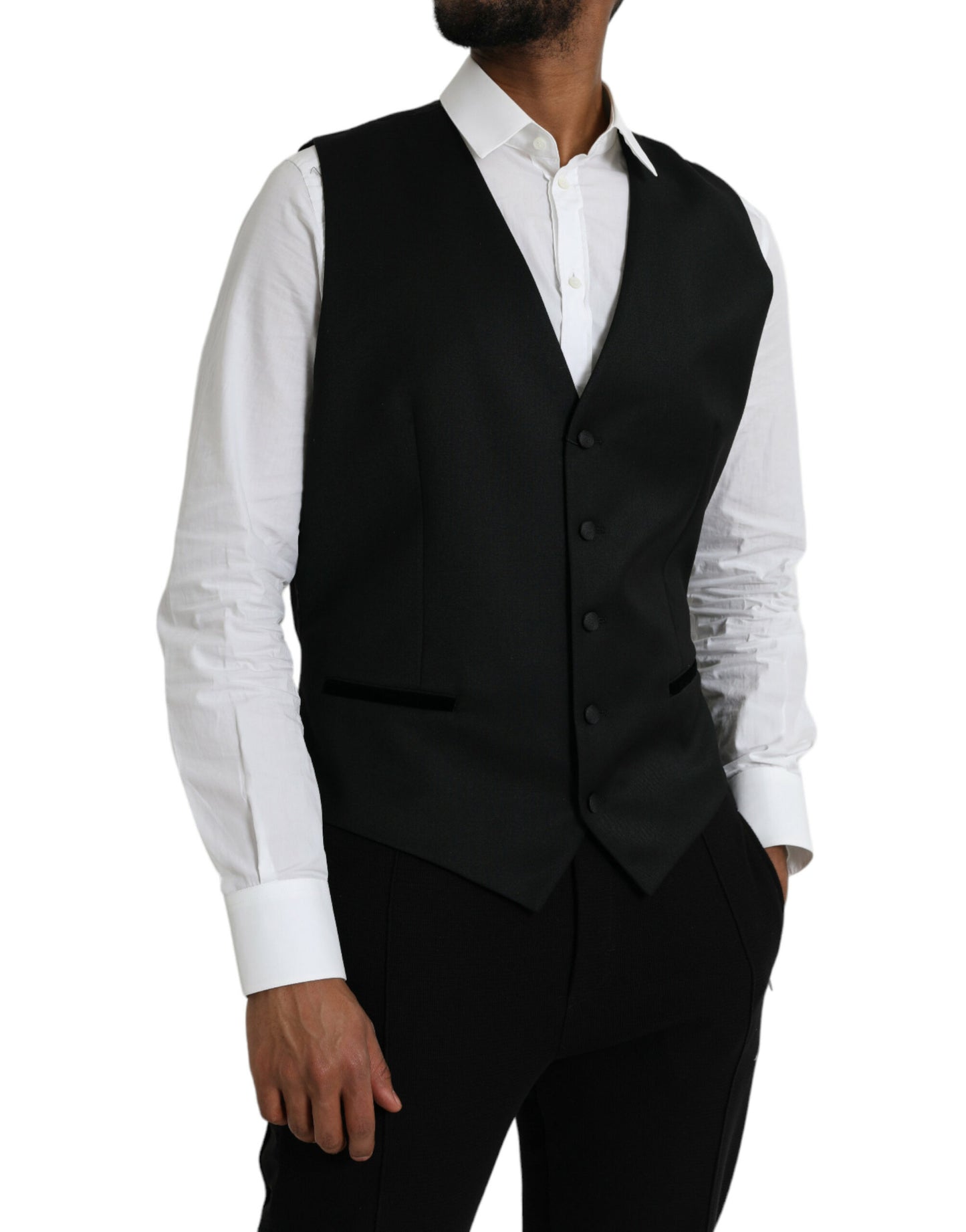 Dolce & Gabbana Black Silk Waistcoat Dress Formal Vest Dolce & Gabbana