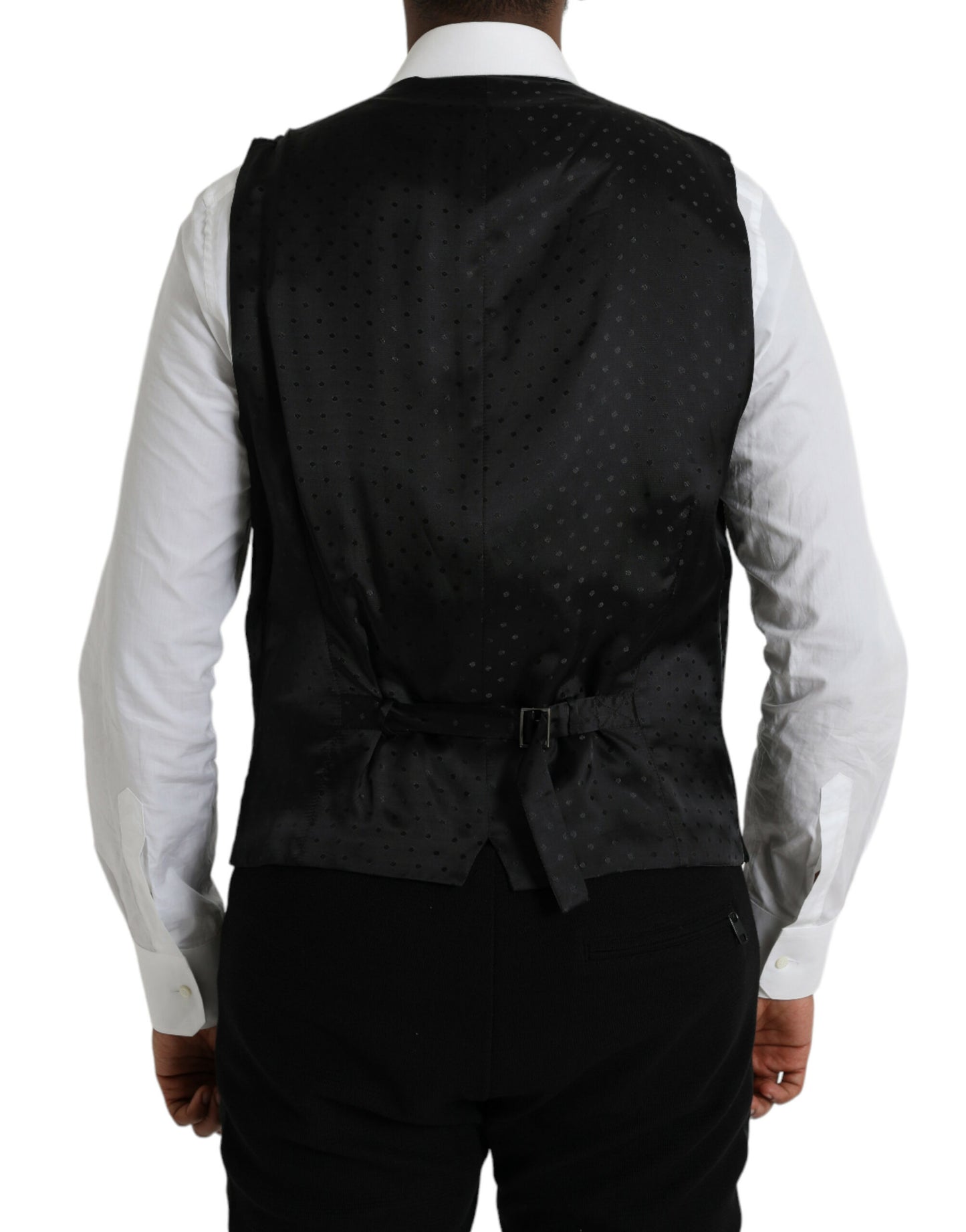 Dolce & Gabbana Black Silk Waistcoat Dress Formal Vest Dolce & Gabbana