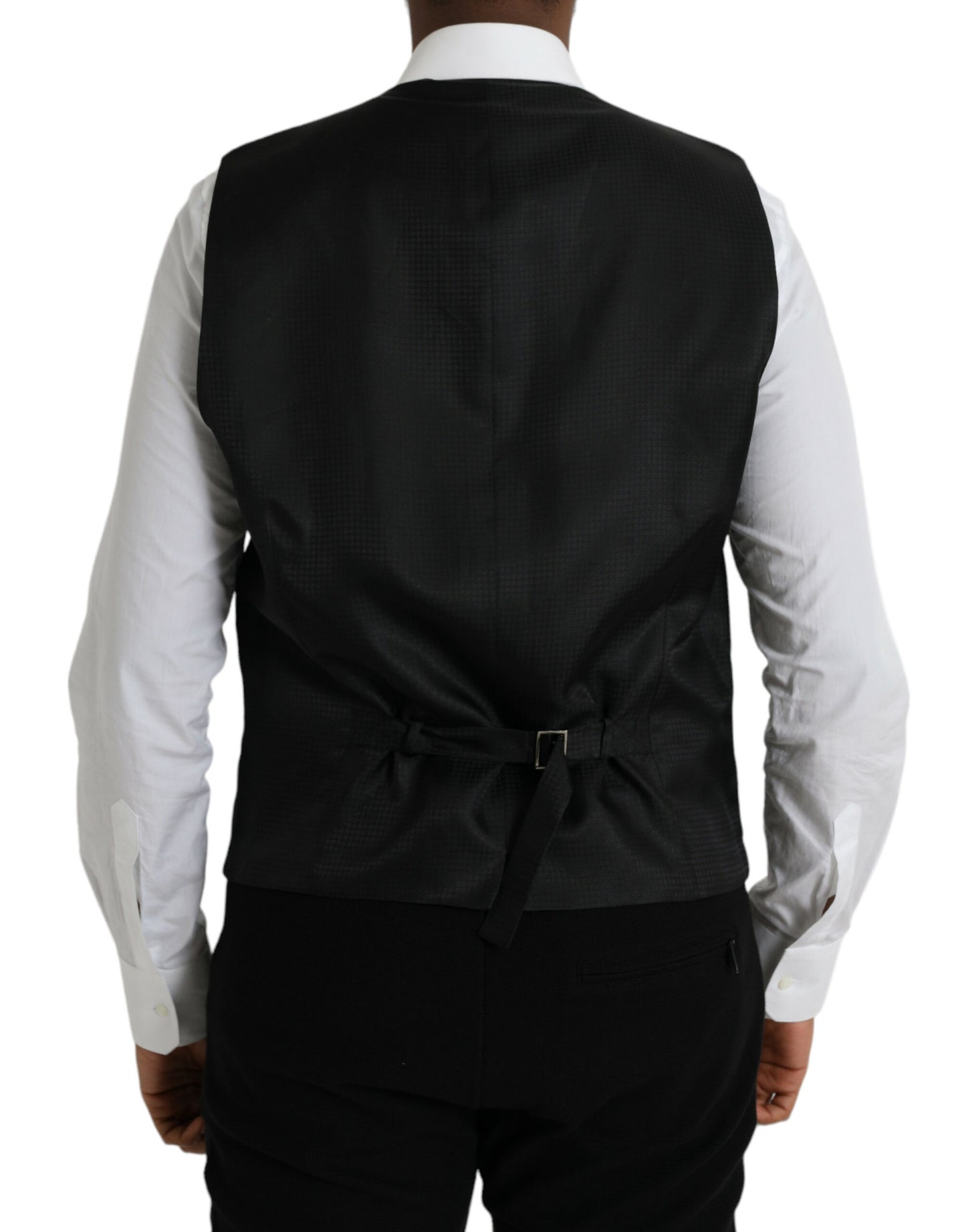 Dolce & Gabbana Black Wool Waistcoat Dress Formal Vest Dolce & Gabbana