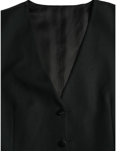 Dolce & Gabbana Black Wool Waistcoat Dress Formal Vest Dolce & Gabbana