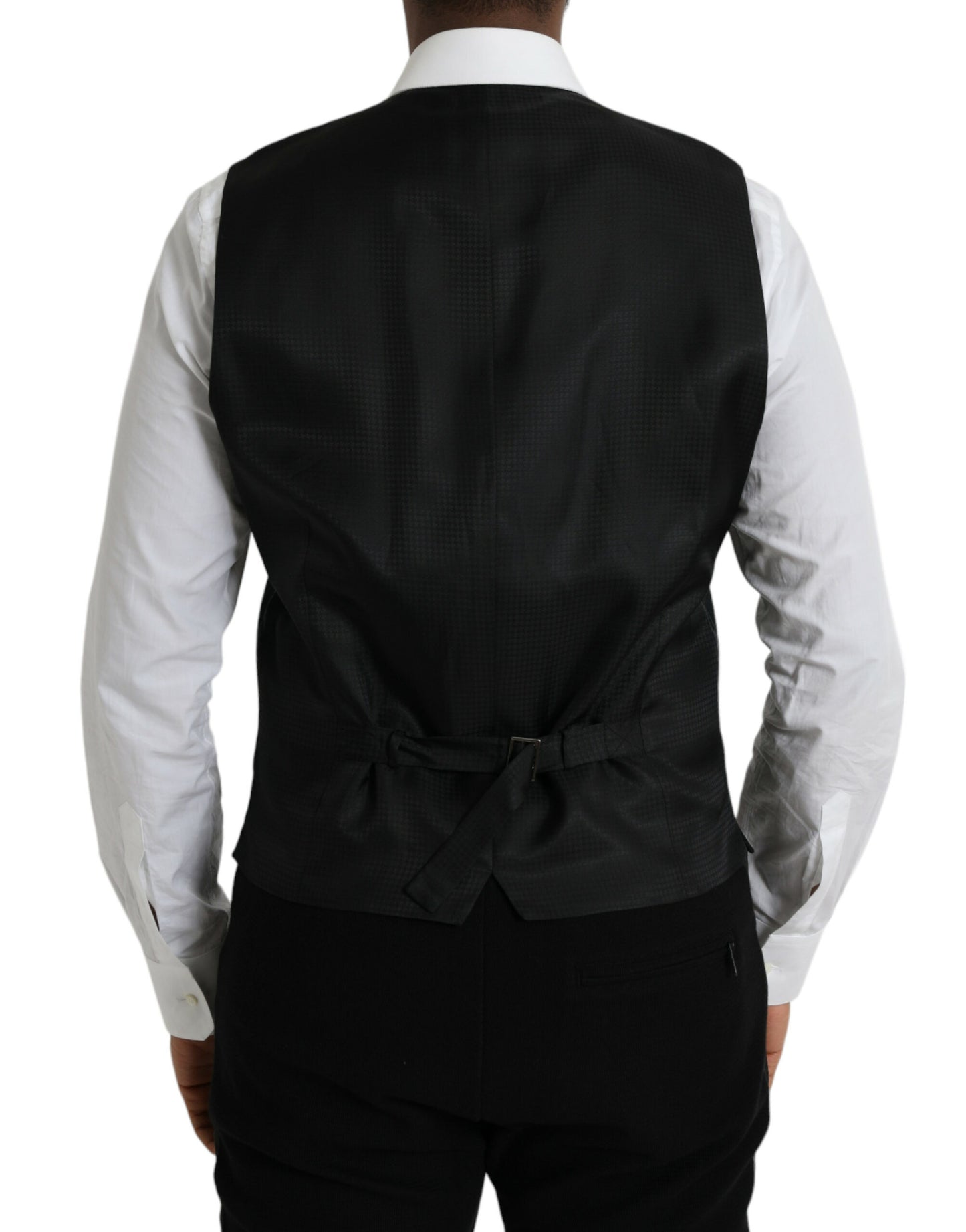 Dolce & Gabbana Black Wool Waistcoat Dress Formal Vest Dolce & Gabbana