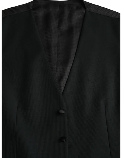 Dolce & Gabbana Black Wool Waistcoat Dress Formal Vest Dolce & Gabbana