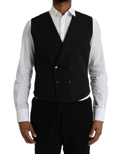 Dolce & Gabbana Black Wool Waistcoat Dress Formal Vest Dolce & Gabbana