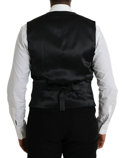 Dolce & Gabbana Black Wool Waistcoat Dress Formal Vest Dolce & Gabbana