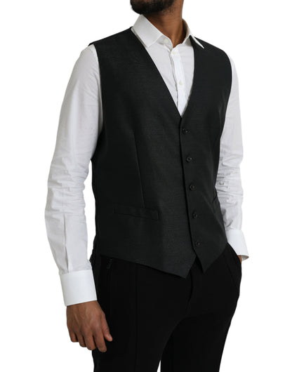 Dolce & Gabbana Black Wool Waistcoat Dress Formal Vest Dolce & Gabbana