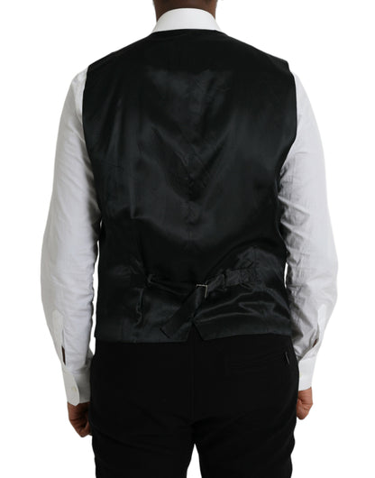 Dolce & Gabbana Black Wool Waistcoat Dress Formal Vest Dolce & Gabbana