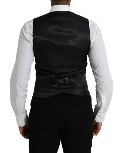 Dolce & Gabbana Black Wool Waistcoat Dress Formal Vest Dolce & Gabbana