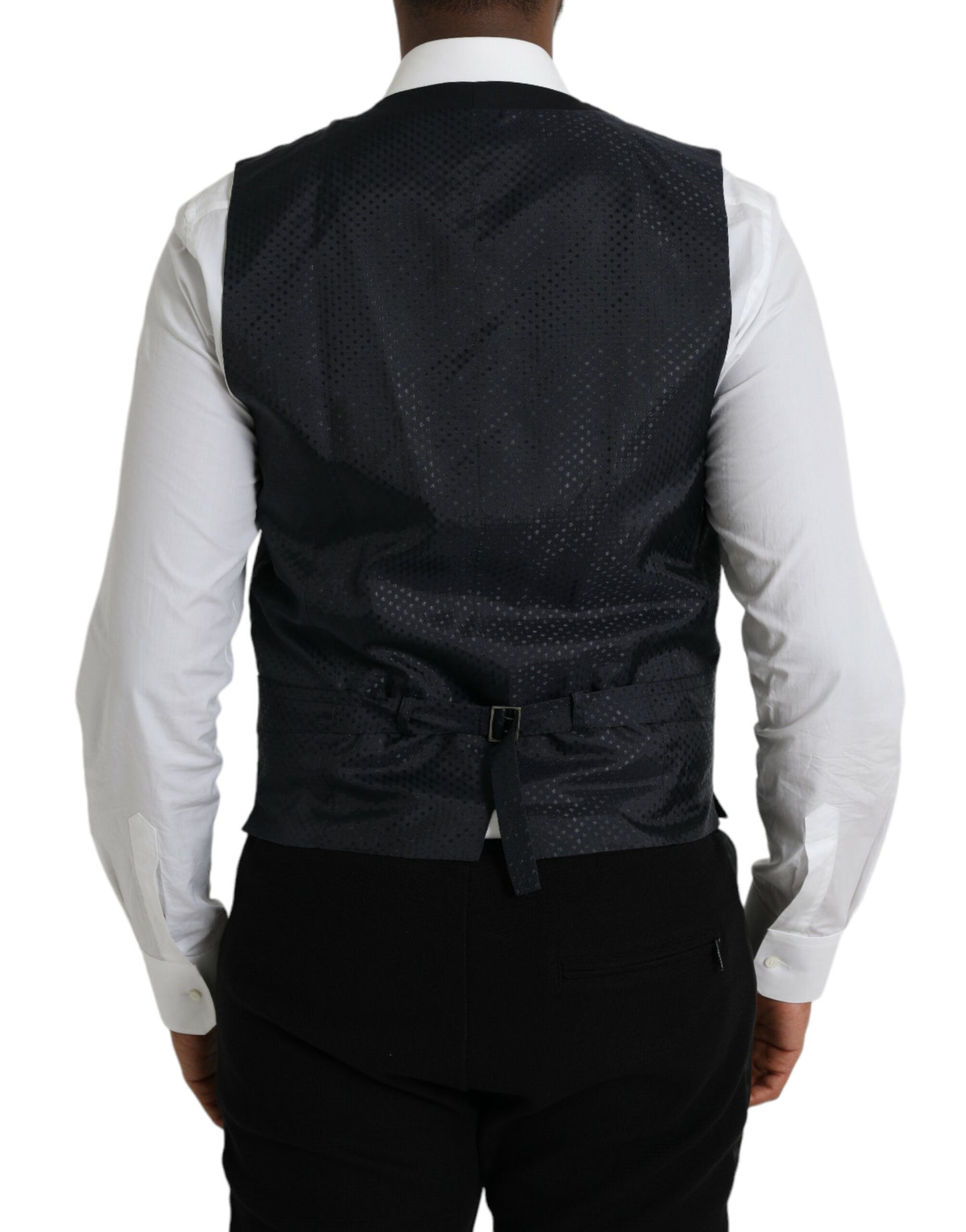 Dolce & Gabbana Black Wool Waistcoat Dress Formal Vest Dolce & Gabbana