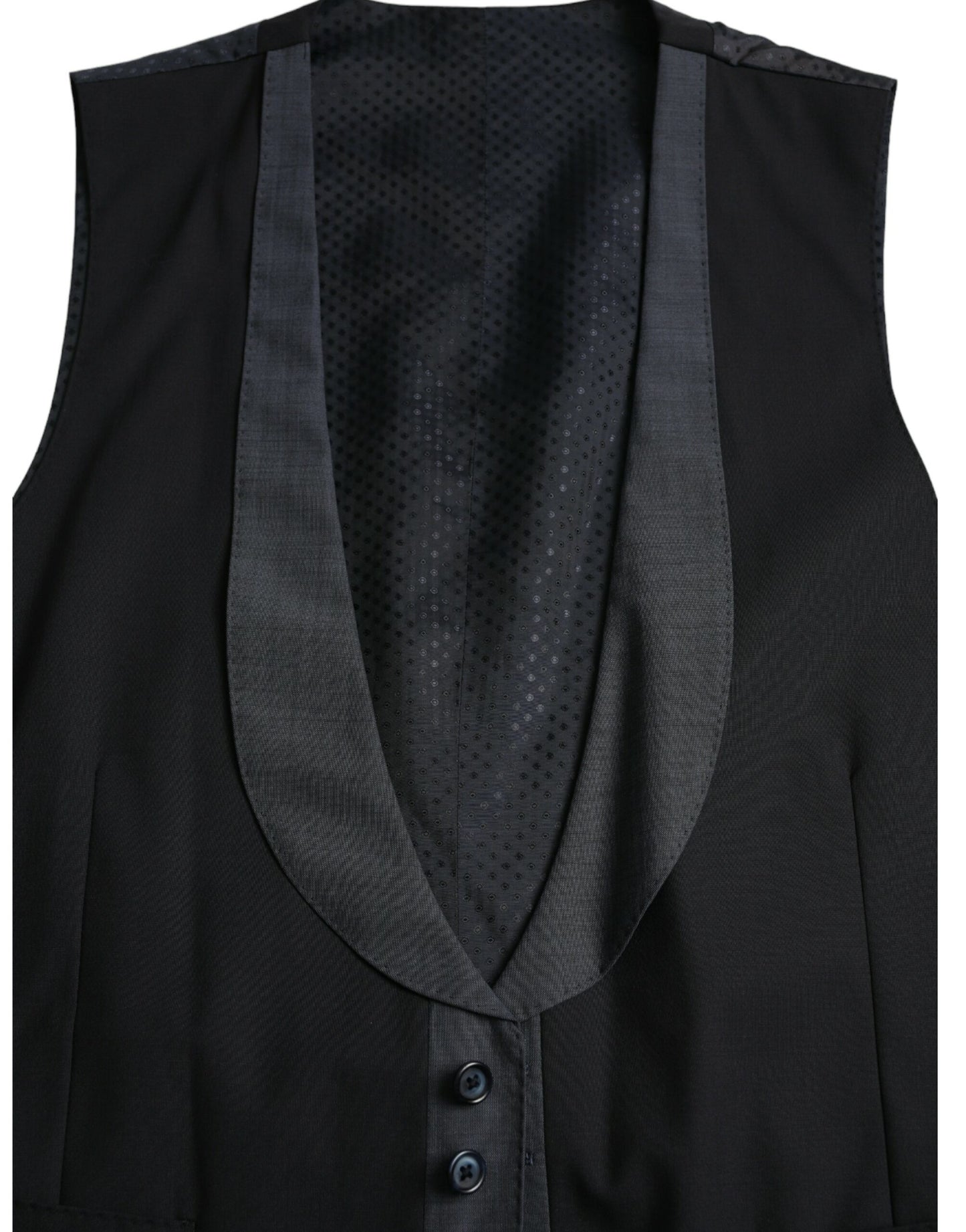 Dolce & Gabbana Black Wool Waistcoat Dress Formal Vest Dolce & Gabbana