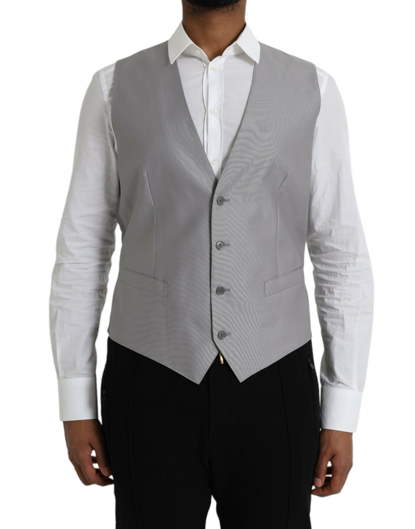 Dolce & Gabbana Light Gray Wool Formal Dress Waistcoat Vest Dolce & Gabbana